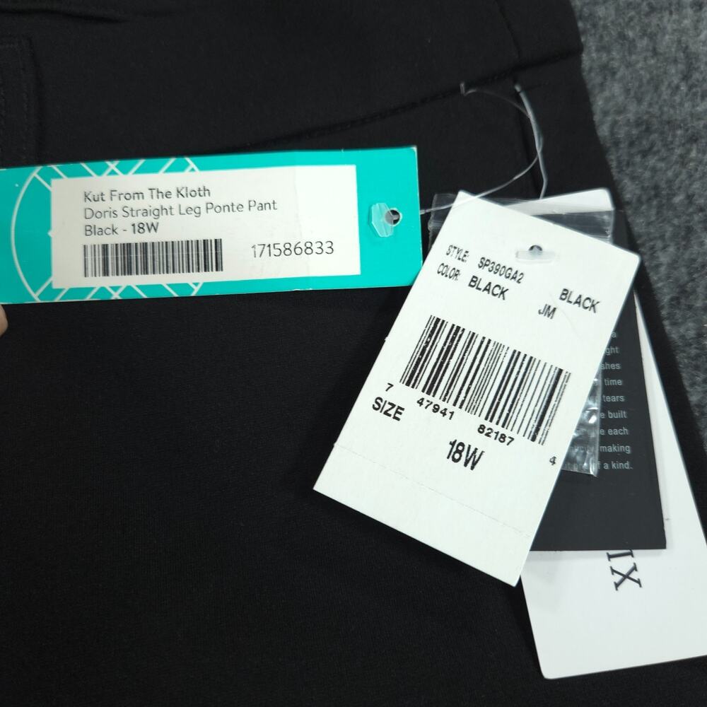 KUT From The Kloth NWT Women’s Ankle Straight Leg Trouser Pants Size 18W Black